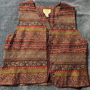 Vintage Talbots Purple and Red Paisley Silk Vest